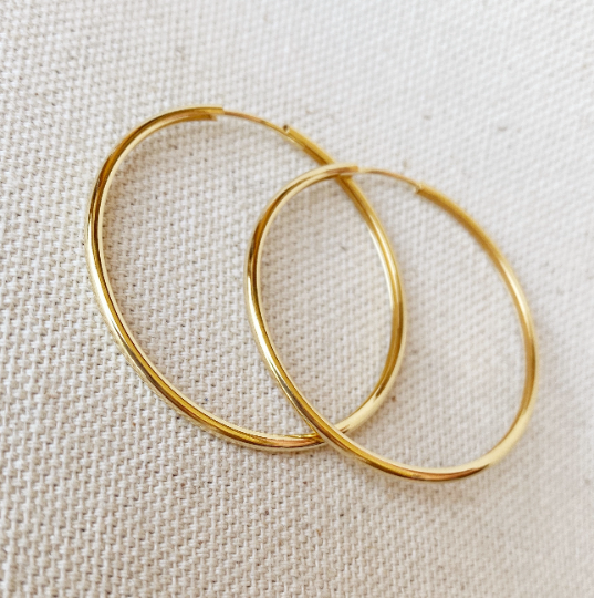 GoldFi  Gold Filled Hollowed Endless Continuous Hoop Earrings 6.5cm
