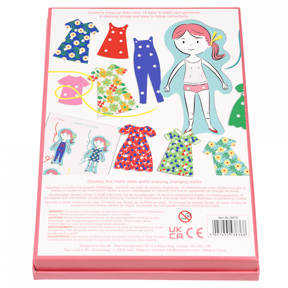 Rex of London Cardboard Learn To Stitch Dress-Up Dolly Kit