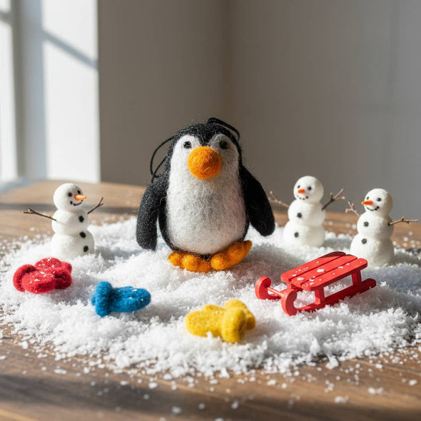 Felt So Good - Handmade Felt Christmas Baby Penguin Black Decoration