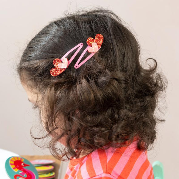 Rex of London Love Heart Glitter Hair Clips