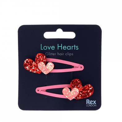 Rex of London Love Heart Glitter Hair Clips