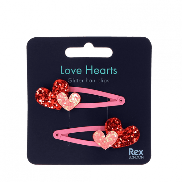 Rex of London Love Heart Glitter Hair Clips