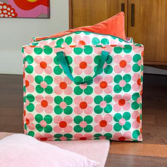Rex of London Pink and Green Daisy Jumbo Storage Bag