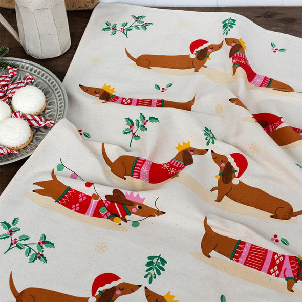 Rex of London Festive Sausage Dog Tea Towel