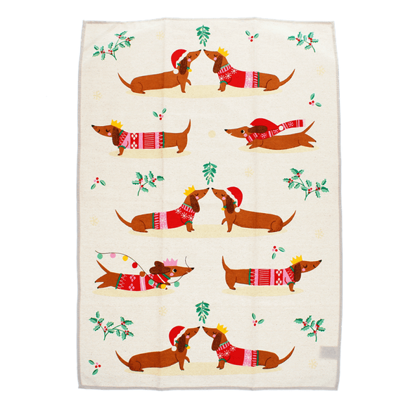 Rex of London Festive Sausage Dog Tea Towel