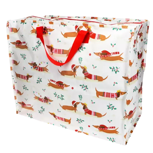 Rex of London Festive Sausage Dog Jumbo Storage Bag