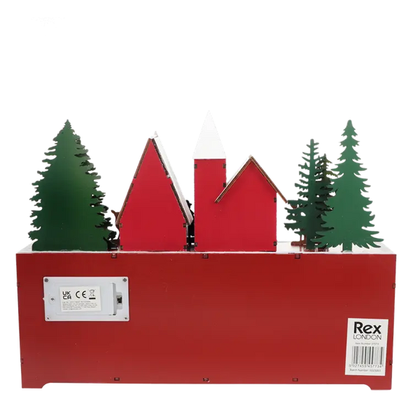Rex of London Wooden Advent Calendar LED Lights - Carol Singers (Red)