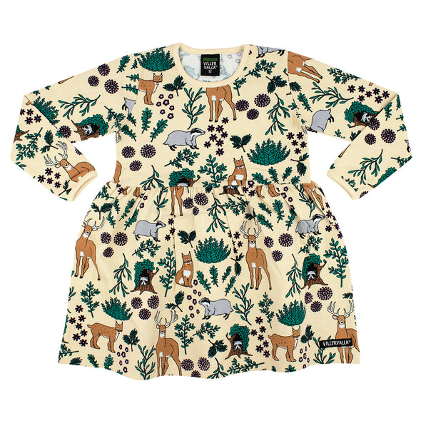 Villervalla Cream Forest Flared Dress