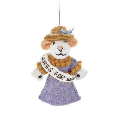 Felt So Good - Handmade Felt Emmeline the Suffragette Mouse Hanging Decor.
