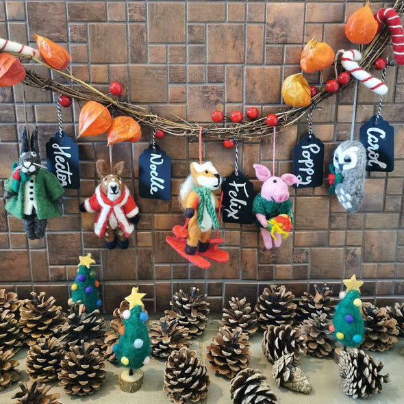 Felt So Good - Handmade Felt Carol the Christmas Owl Hanging Decoration