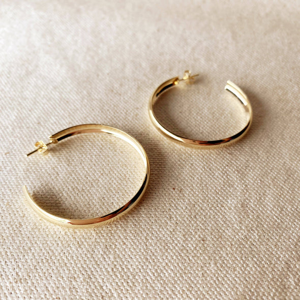 GoldFi  Gold Fill 4cm Hollow C- Hoop Earrings
