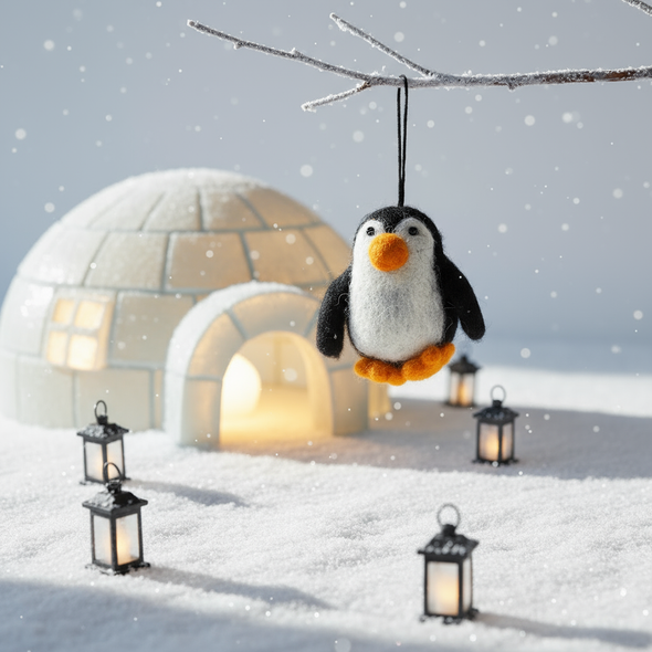 Felt So Good - Handmade Felt Christmas Baby Penguin Black Decoration