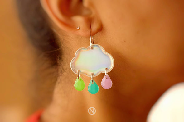 Naoi - Rain Cloud Statement Drop Earrings - Handmade to Order