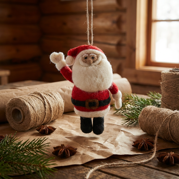 Felt So Good - Handmade Felt Round Santa Christmas Tree Hanging Decoration