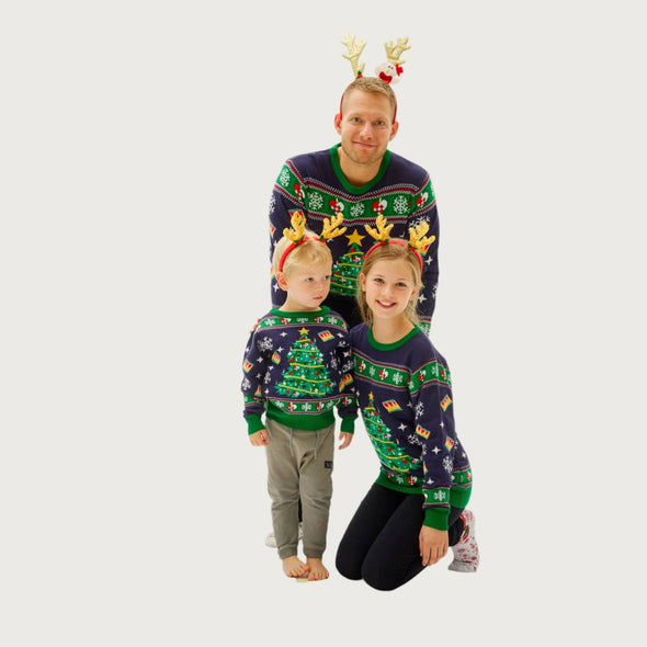 Happy Seasons - Christmas tree navy Christmas sweater - child.