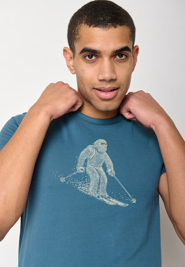 Greenbomb Animal Yeti Ski Blue Stone Guide T-shirt