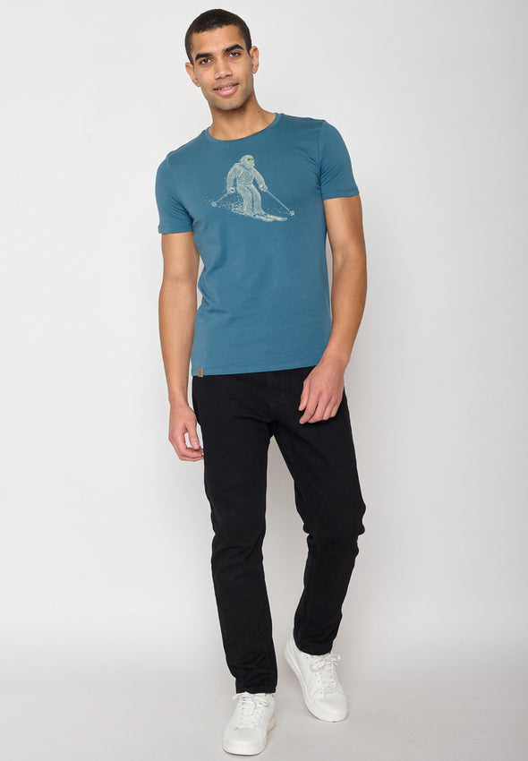 Greenbomb Animal Yeti Ski Blue Stone Guide T-shirt