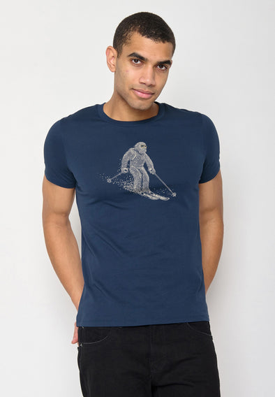 Greenbomb Men's Animal Yeti Ski Navy Guide T-shirt