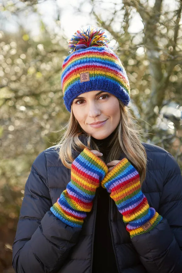 Pachamama Rainbow Fleece Lined Hand and Wrist Warmers