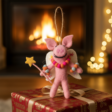 Felt So Good - Handmade Felt Penelope Porker Fairy Christmas Decoration