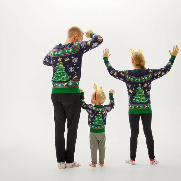 Happy Seasons - Christmas tree navy Christmas sweater - child.