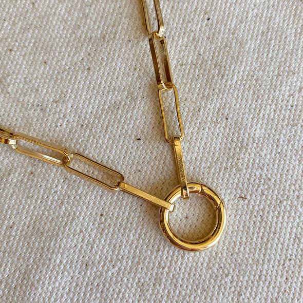 GoldFi 18k Gold Filled Paperclip Necklace with Carabine Clasp