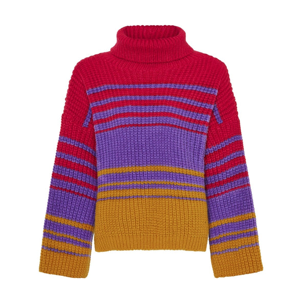 Cara & The Sky Megan Roll Neck Stripe Jumper