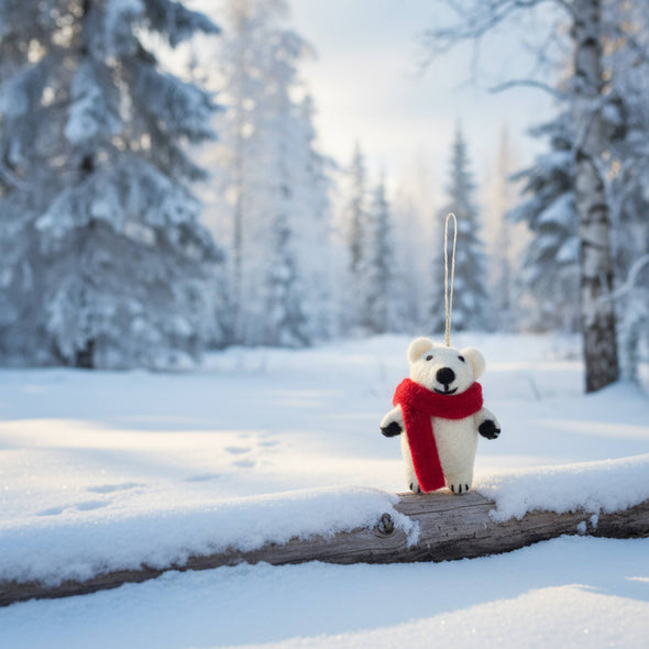 Felt So Good - Hanging Felt Pedro Polar Bear Handmade Felt Decoration