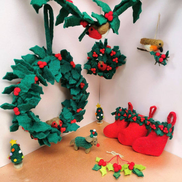 Felt So Good - Handmade Felt Rudolph Dachshund Dog Hanging Christmas Decor