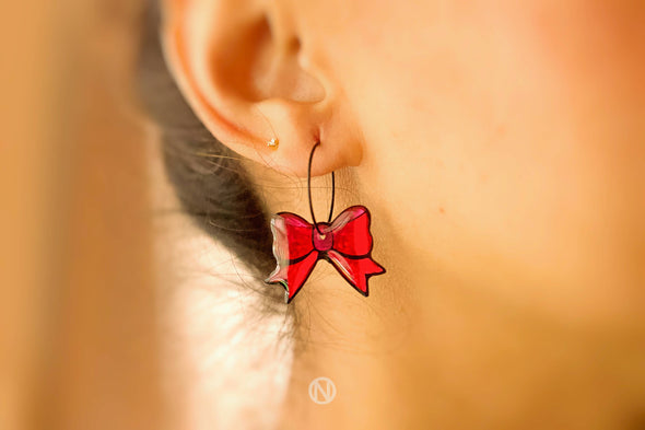 Naoi - Bow Pendant Earrings - Handmade to Order