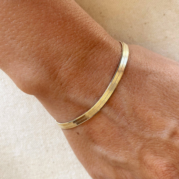 GoldFi - 18k Gold Filled 4mm Herringbone Bracelet