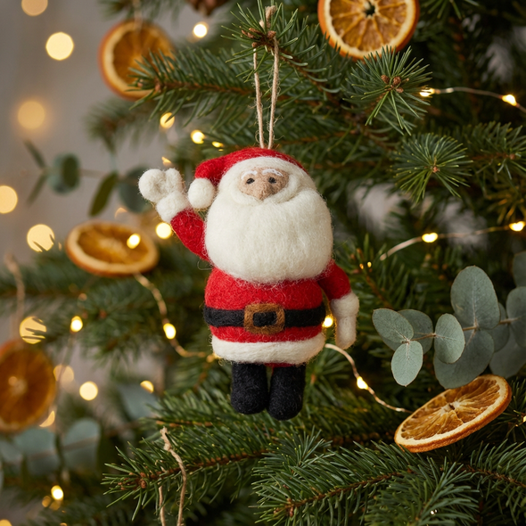 Felt So Good - Handmade Felt Round Santa Christmas Tree Hanging Decoration