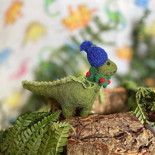 Felt So Good - Handmade Biodegradable Felt Hanging Cosy Dinosaur Christmas