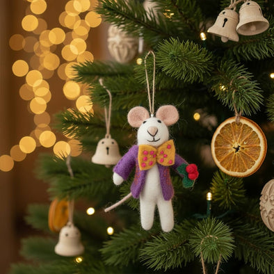 Felt So Good - Handmade Felt Jingle Whiskers Christmas Mouse Decoration