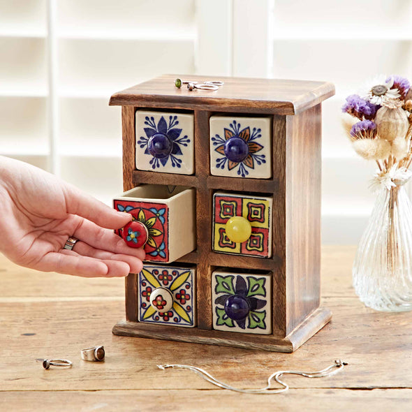 The Paper High Gift Company Limited - Hand Painted Multicoloured Ceramic 6 Drawer Chest