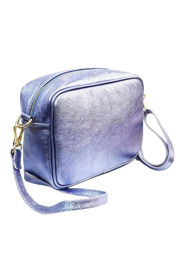 Sarta Pelle Beau Silver Rainbow Italian Leather Crossbody Bag
