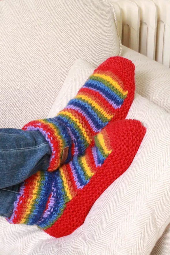 Pachamama Women's Rainbow Lined Sofa Socks