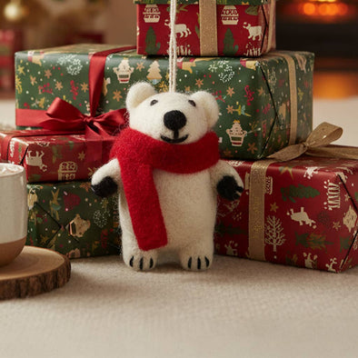 Felt So Good - Hanging Felt Pedro Polar Bear Handmade Felt Decoration