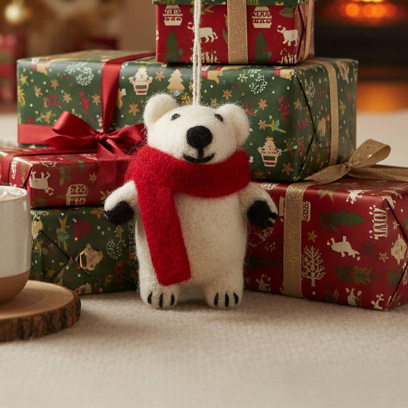 Felt So Good - Hanging Felt Pedro Polar Bear Handmade Felt Decoration