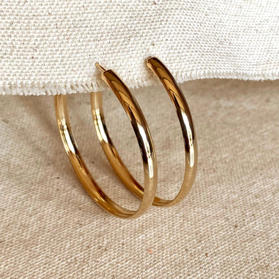 GoldFi 18k Gold Filled 5cm Hollow Continuous  Hoop Earrings