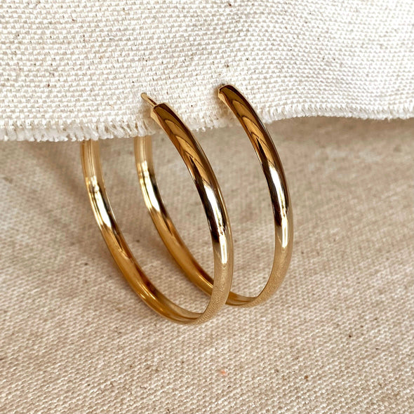 GoldFi 18k Gold Filled 5cm Hollow Continuous  Hoop Earrings