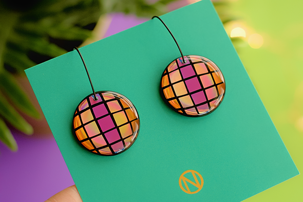 Naoi - Rust Disco Ball Pendant Earrings - Handmade to Order