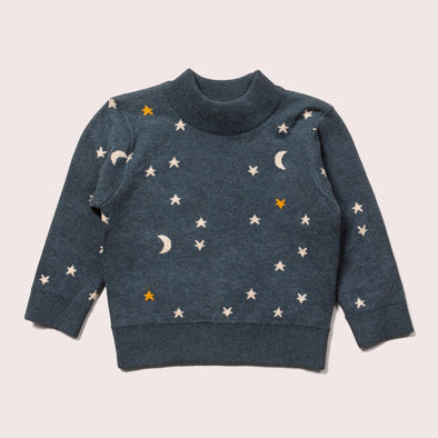 Little Green Radicals From One To Another Golden Stars on Navy Knitted Jumper