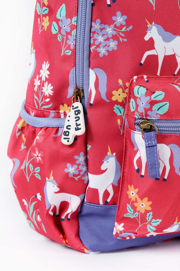 Frugi Rose Unicorn Floral Explorers Backpack
