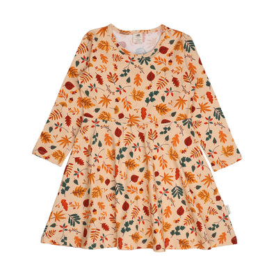 Walkiddy Autumn Leaves  Organic Cotton Skater Dress
