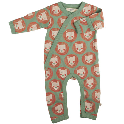 Pigeon Organics Basil Lion Face Kimono Style Sleepsuit