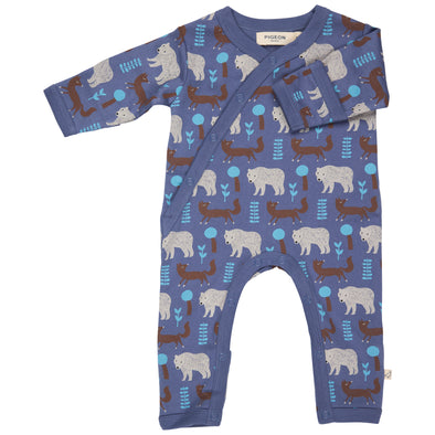 Pigeon Organics Bear and Fox Kimono Style Sleepsuit