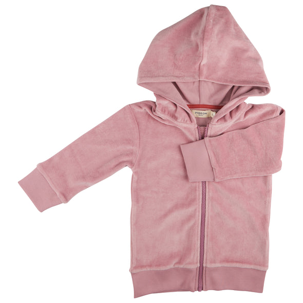 Pigeon Organics Pink Organic Cotton Velour Hoodie