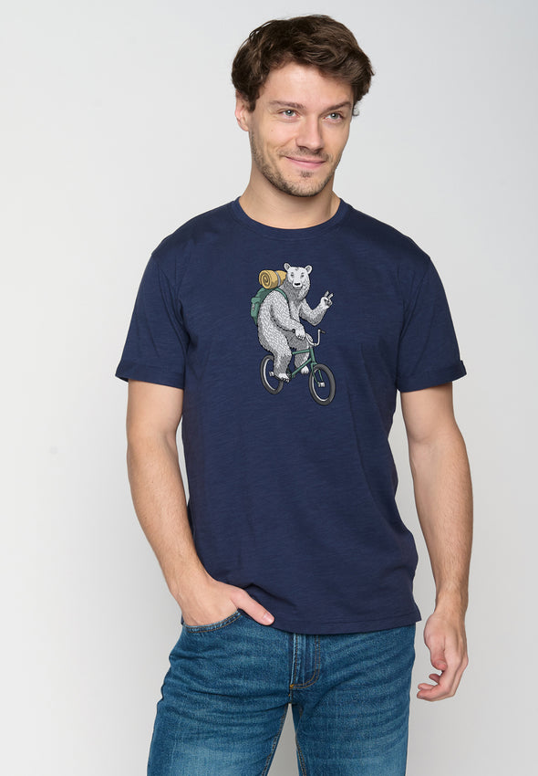Greenbomb Animal Bear Bike Roll Navy T-shirt