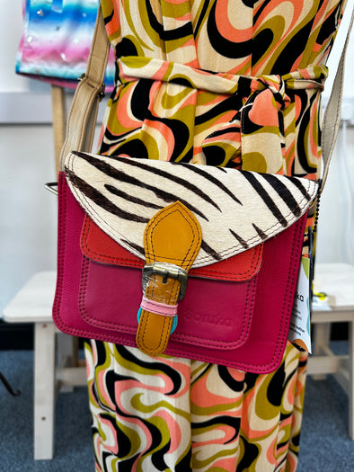 Soruka Elma Pink With Animal Print Crossbody Bag